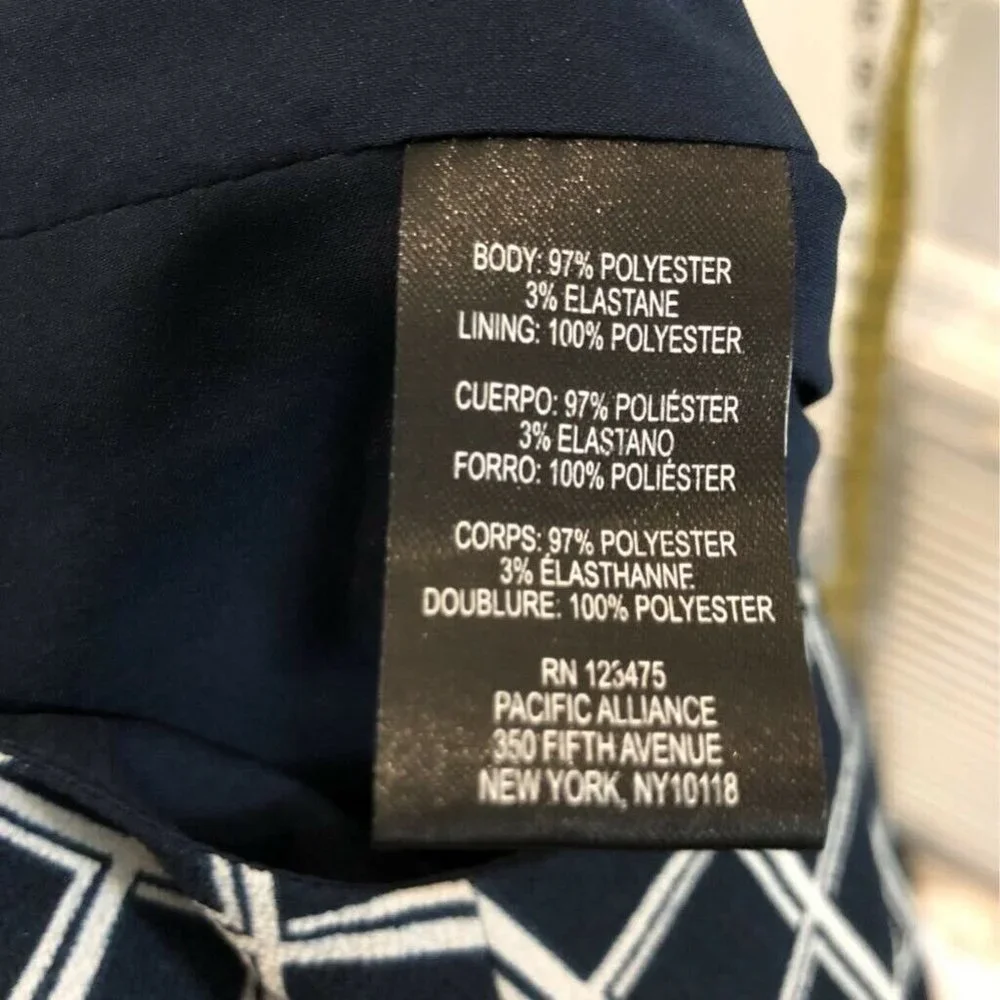 Tahari Womens Jumpsuit Blue White Diamond Stretch - Picture 7 of 7